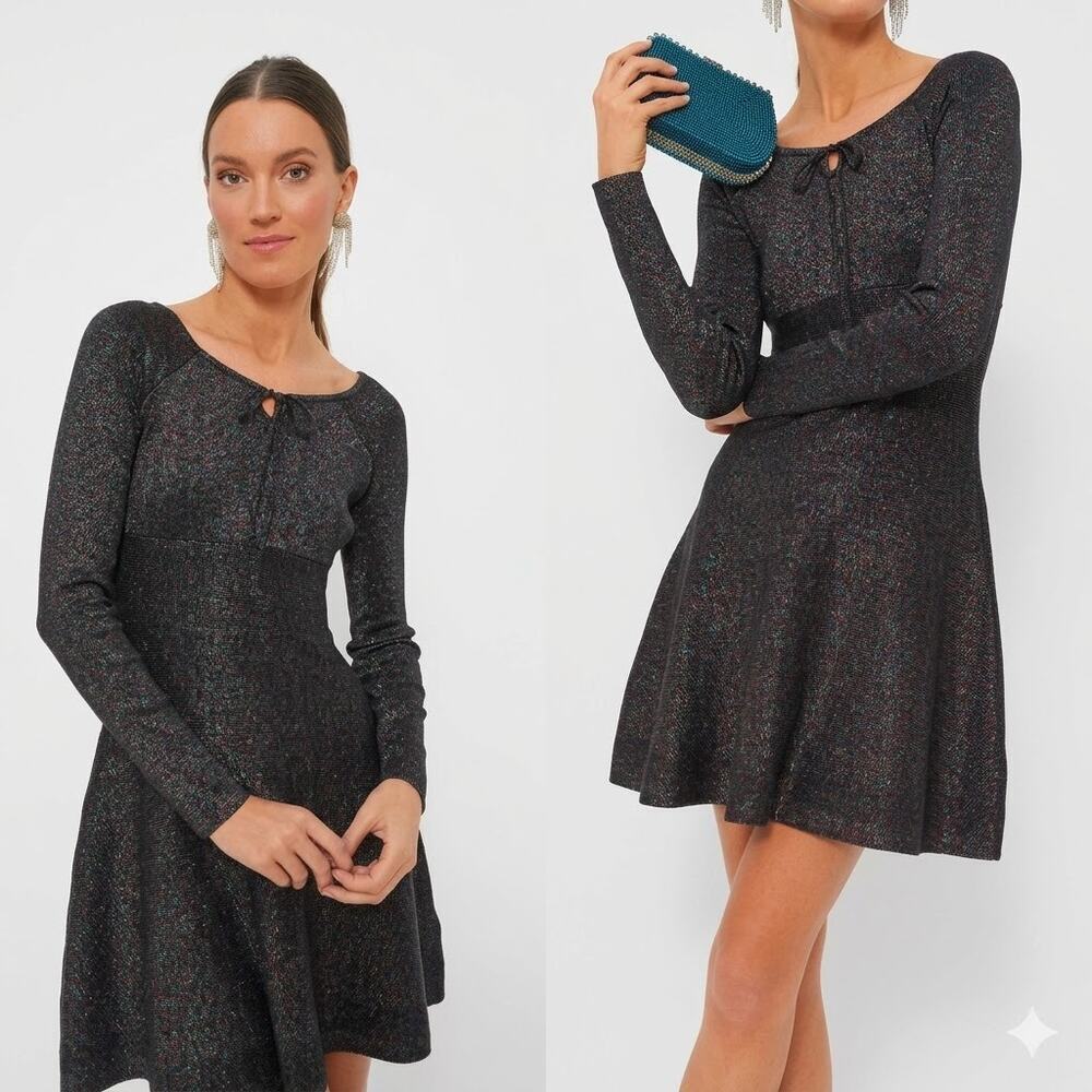 HYACINTH HOUSE  Black Metallic Selena Knit Mini Dress Size M NWT Retail $168